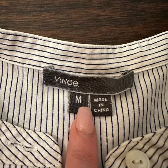 Vince. blue & white striped cotton tunic top size M - Picture 7 of 12
